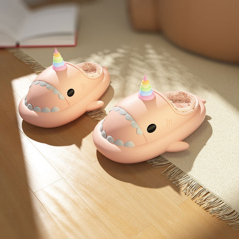Sharkicks Basic - Invierno, Pantuflas de Tiburón Unicornio, Tacón Abierto